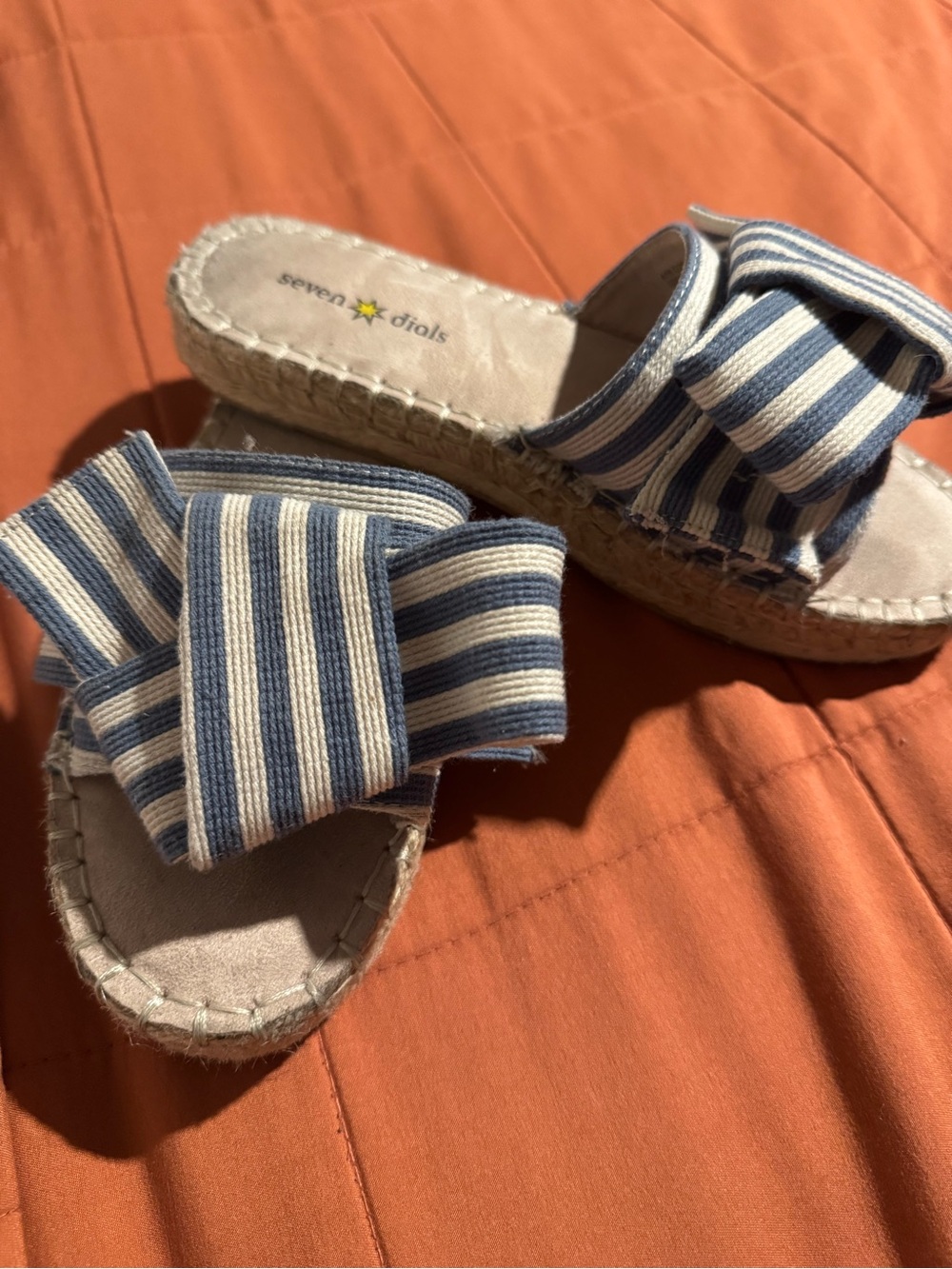 Seven Dials Blue & White Striped Espadrille Slide